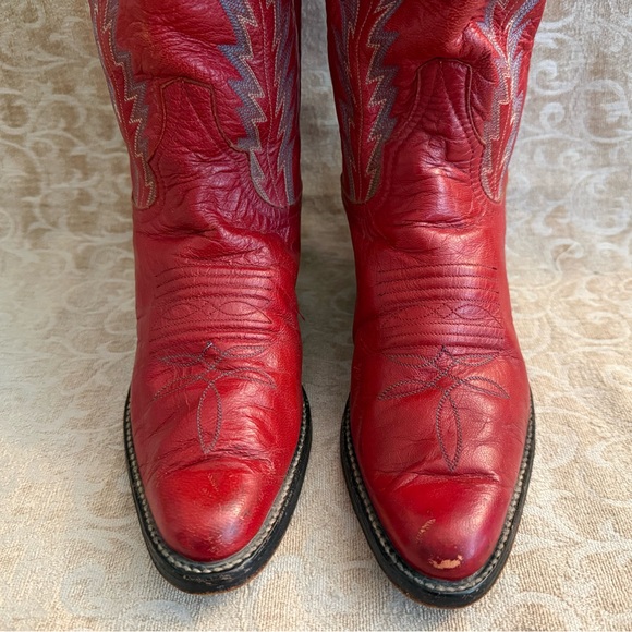 Larry Mahan Red Cowgirl Boots - Picture 5 of 9